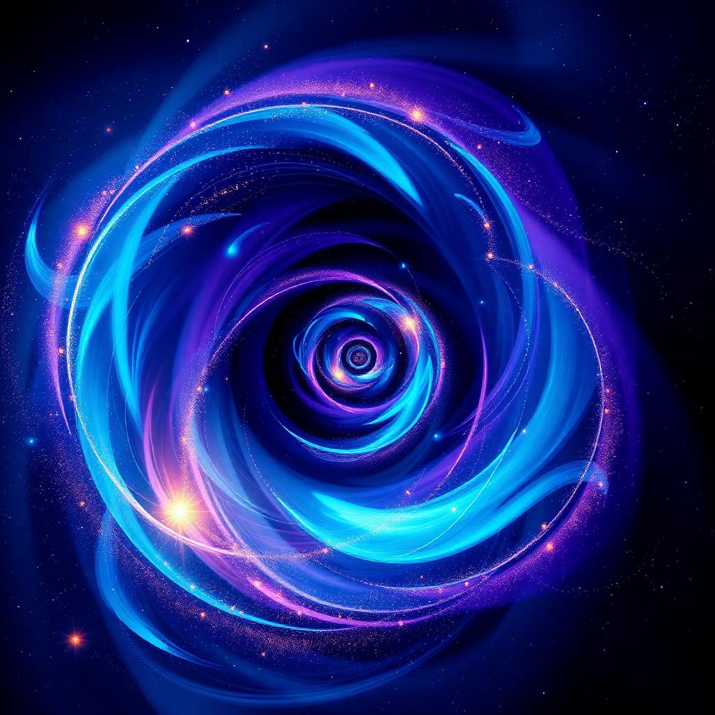 Spiraling aurora mandala representing focused attention